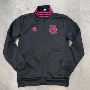 Adidas Mexico Soccer Track Jacket Girls Size Small Black Pink